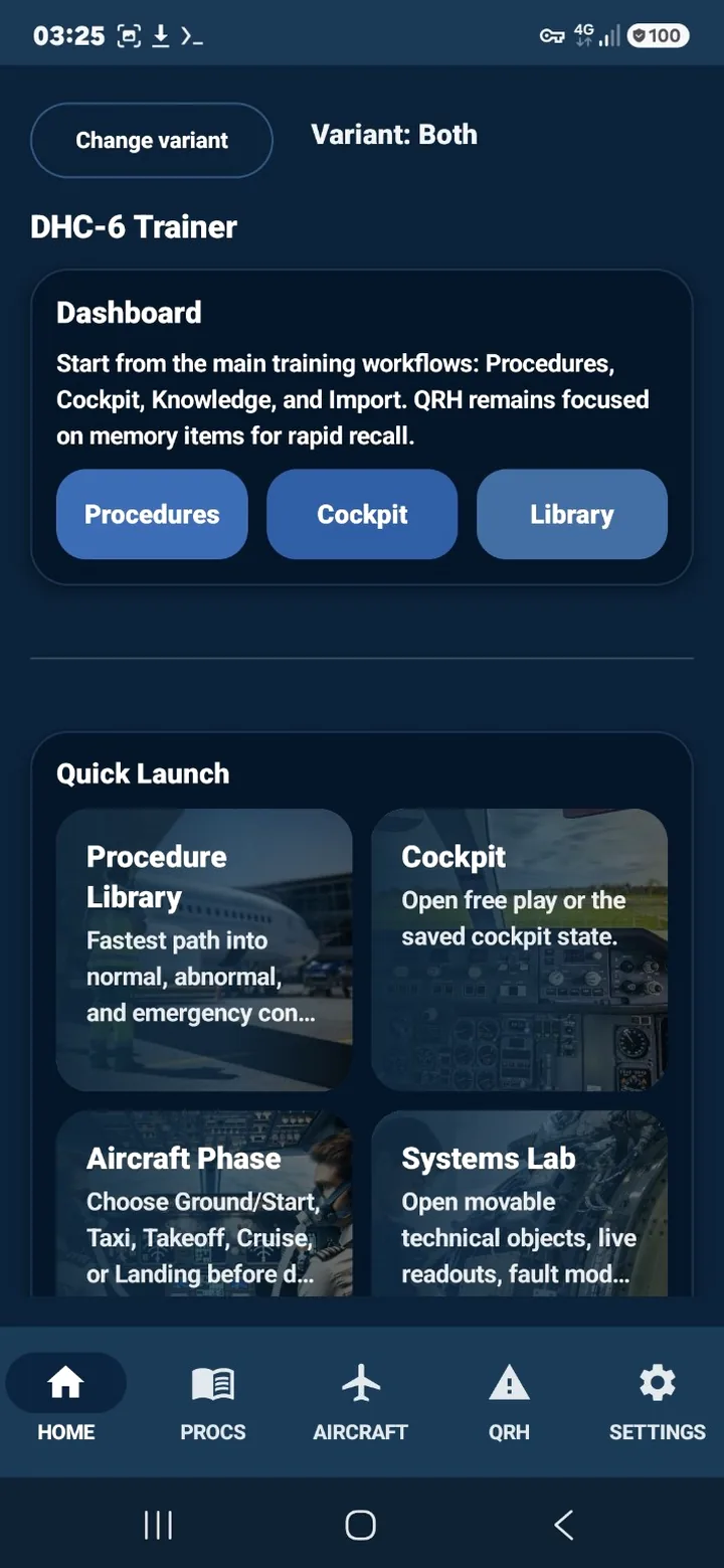 Dashboard screenshot from DHC-6 Trainer